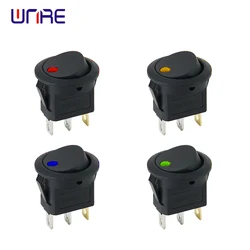 5Pcs ON/OFF 20A 12V DC Round Rocker Dot Cat-eye Switch LED Light Luminescence Mini Toggle Switches
