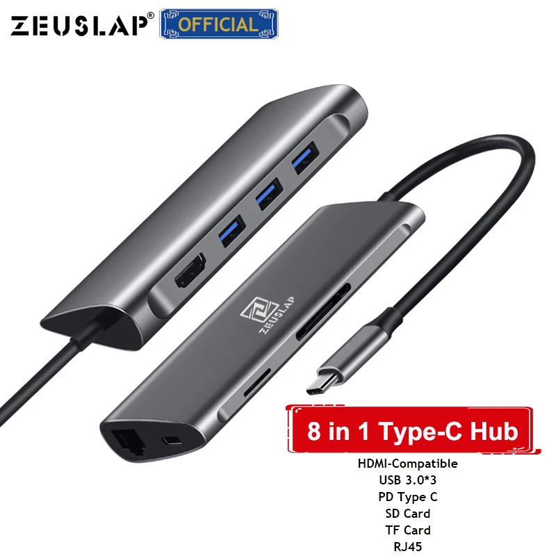 Imagem -03 - Zeusap Usb3.0 Hub Usb c para Hdmi Rj45 Thunderbolt Adaptador para Macbook Samsung Galaxy s9 Huawei Companheiro 10 P20 Pro tipo c Hub