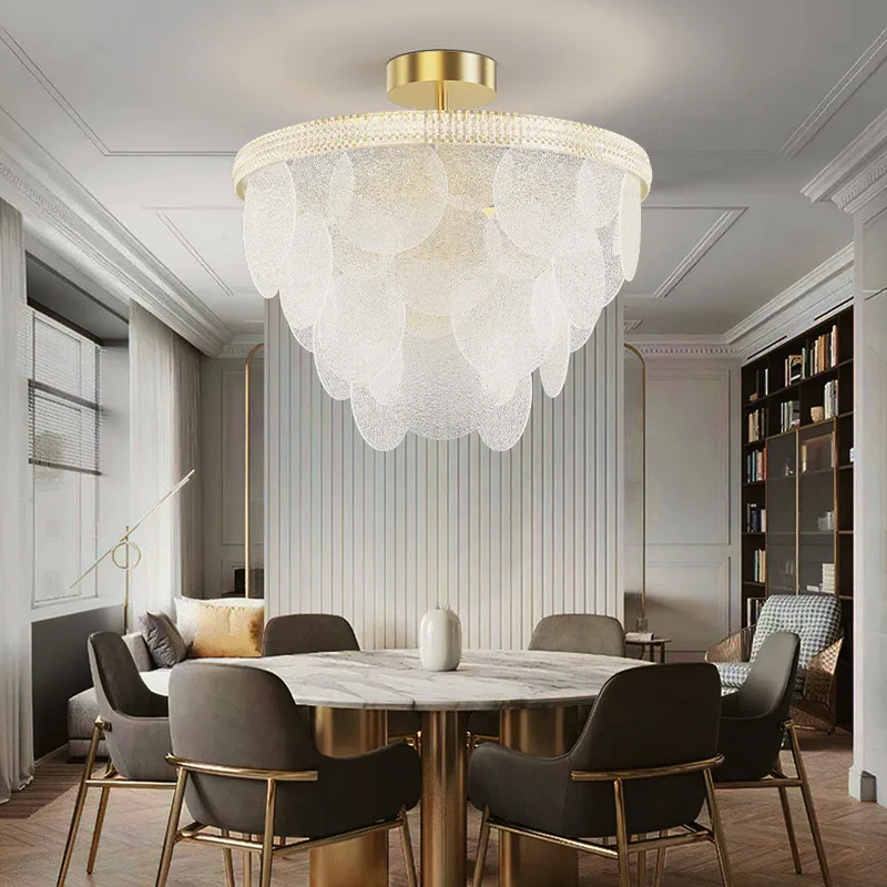 

American Light Luxury Chandelier Living Room Lamp 2021 New Postmodern Glass Crystal French Dining Room Bedroom Lamp For Kitchen