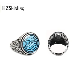 2020 Avatar Patterns Earth Water Avatar The Last Airbender Glass Antique Rings adjustable Rings for Men and Women