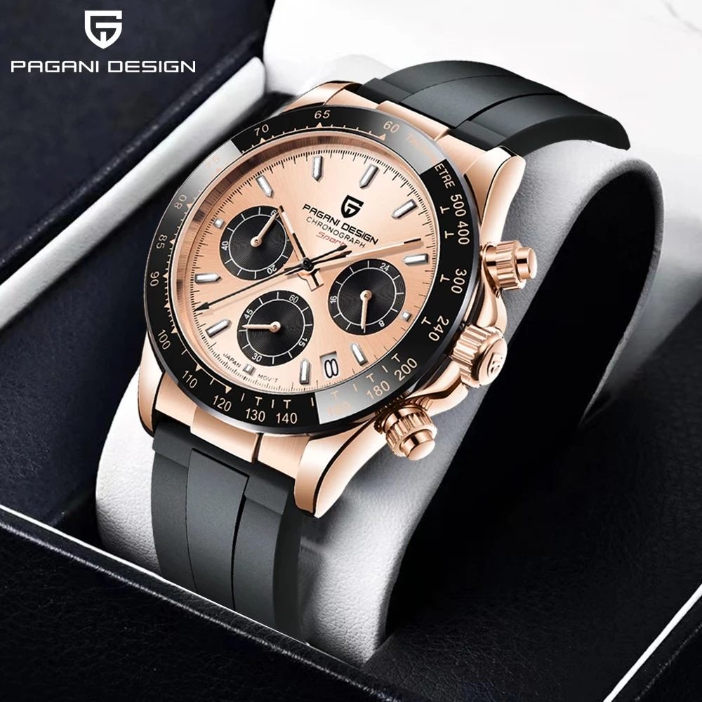 

PAGANI DESIGN New Luxurious Men Quartz Watches rubber strap Top Brand Stainless Steel Sports Waterproof Chronograph Montre Homme