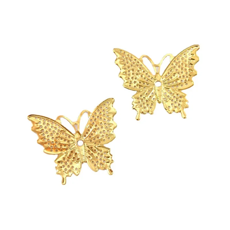 15Pcs Gold Filigree Wraps Butterfly Connectors Metal Crafts Gift Hair Jewelry Accessories Ancient Fashion Decorative Findings