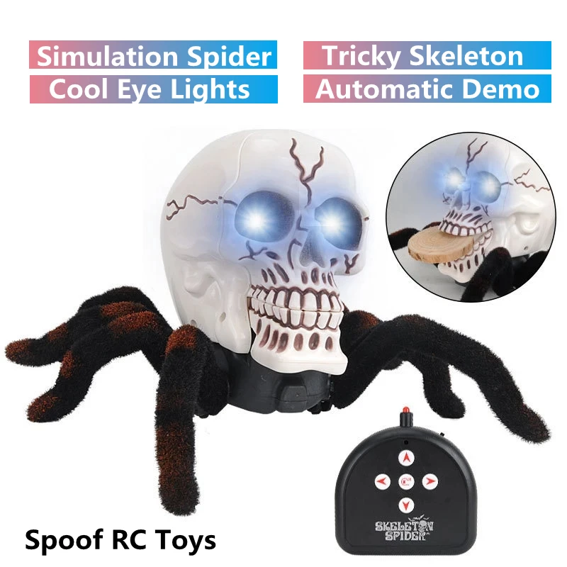 

Funny Tricky Skeleton Wireless RC Spider Eye Lights Swing Walking Auto Demo Spoof Infrared Remote Control Animal Toys Cute Robot