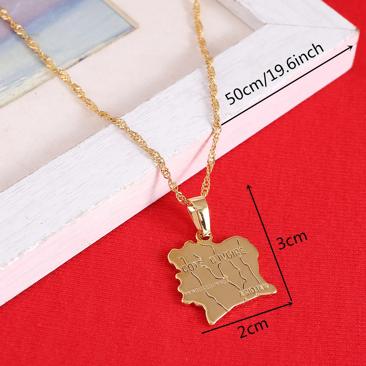 Cote D'Ivoire Map Pendant Necklace Ivory Coast Maps Necklaces Gold Color Map Jewelry For Women Men