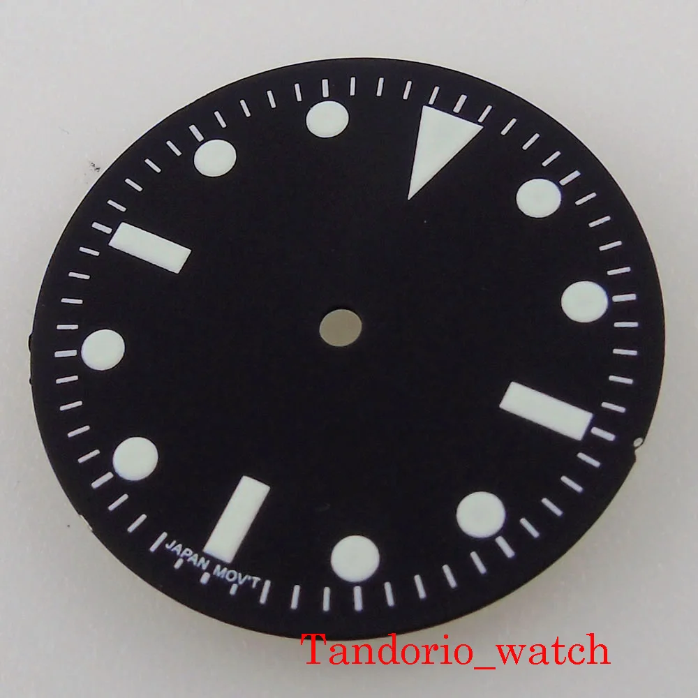 29MM California Luminous Black Watch Dial Face For NH35 NH36 MIYOTA 82 Series Mingzhu ETA 2836 2824 Automatic Movement Hands Set