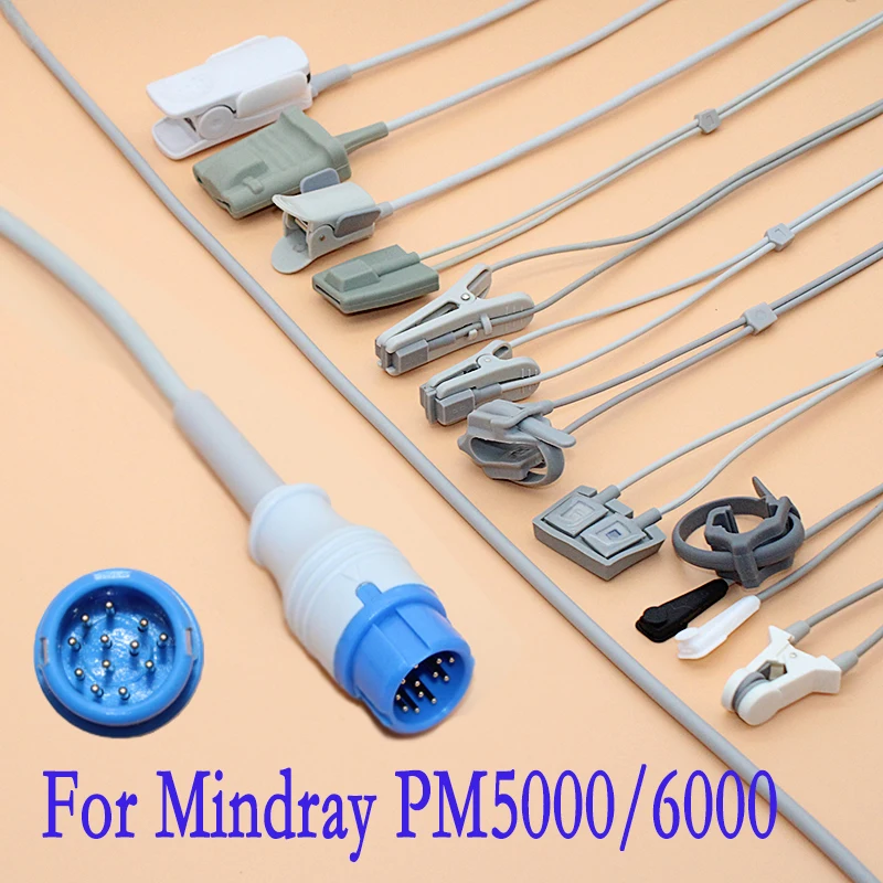 

For Mindray PM5000 6000 Patient Monitor Spo2 sensor cable,12Pin 3m Finger/Ear Pulse Oximeter probe.