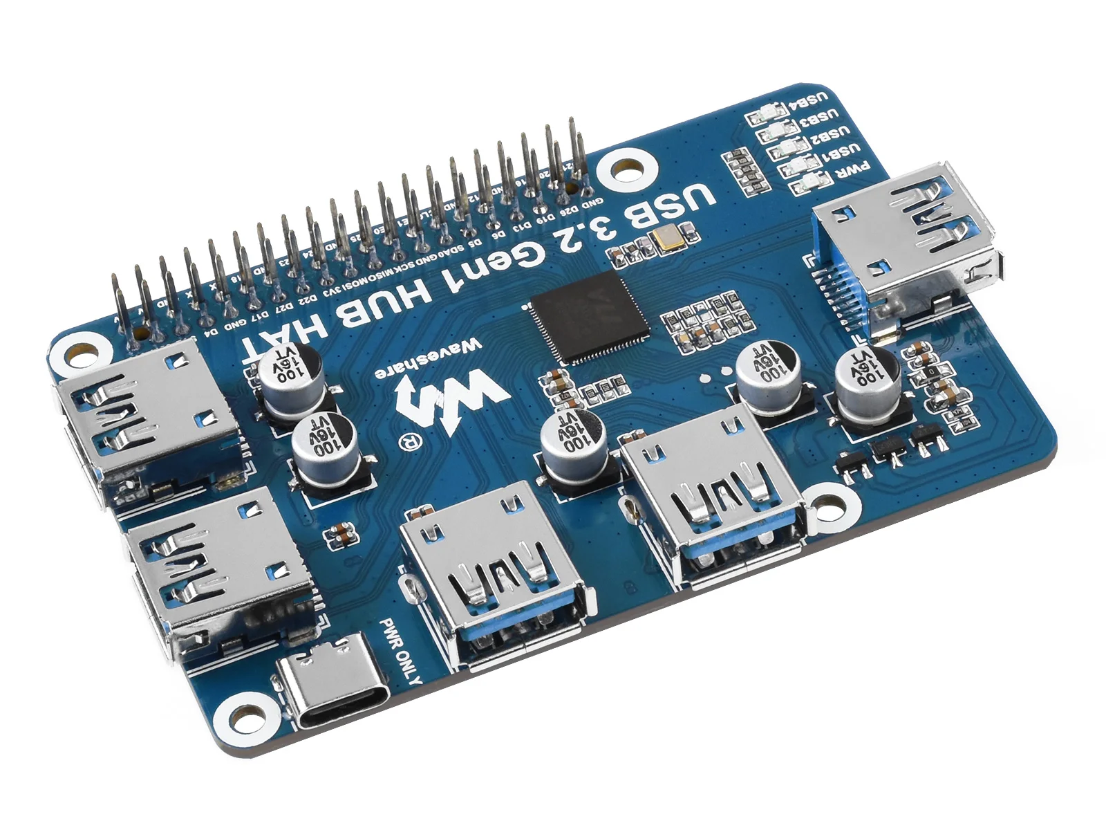 Imagem -03 - Wavesare-hub Chapéu Usb 3.2 Gen1 Portas Usb 3.2 para Raspberry pi sem Driver