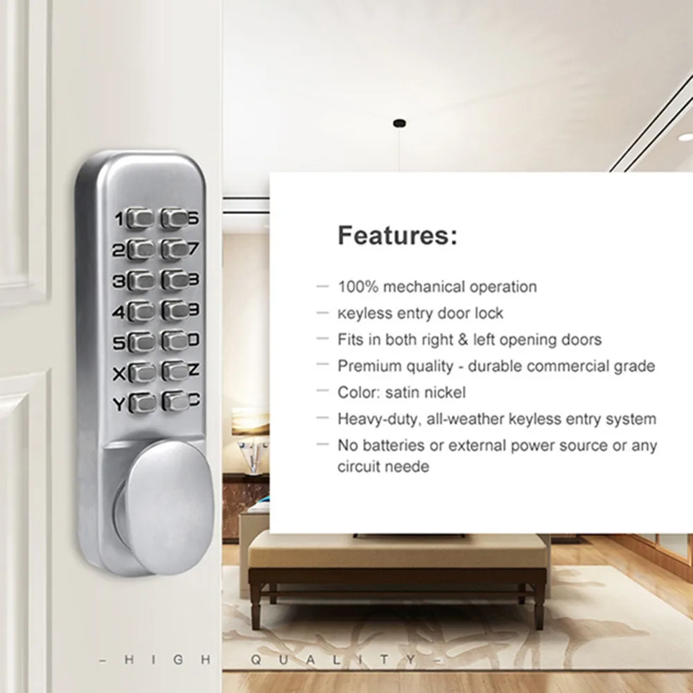 Touch keypad code Door Lock, waterproof fire-resistance mechanical key single bolt Left or Right-Free Handle