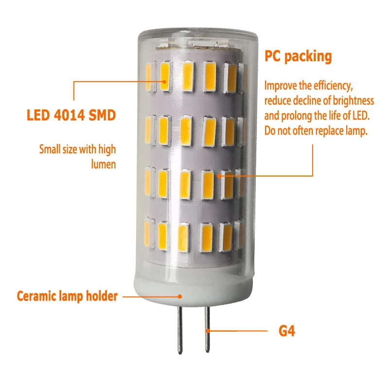 DCAC12V 24V Dimmable G4 Led Bulb 5W Ceramic Bright Lamp 360 Degree Angle LED Light For Crystal Chandilier Home Lighting