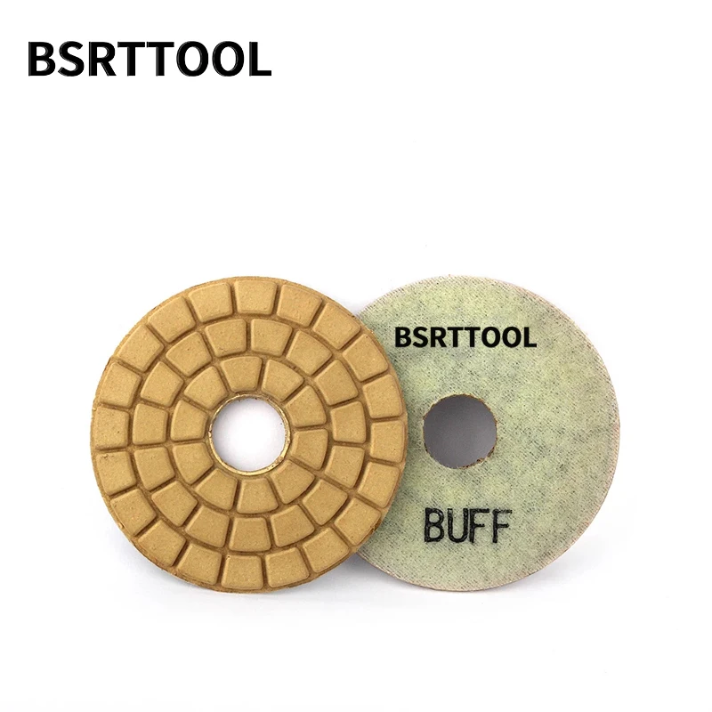 BSRTTOOL 2pcs 3" White Diamond Pad Resin Advanced Polishing Disc For Granite Marble Buffing Disc
