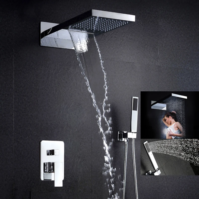 BAKALA luxury  Rainfall Shower Head Shower Set SUS304 Mirror Panel with hand Shower Spray SPA Embedded Box Concealed CF-9908-3