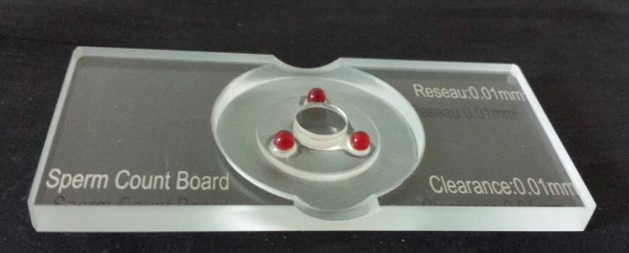 

sperm counting chamber without grid Hemocytometer Blood count board with red ruby for lab study