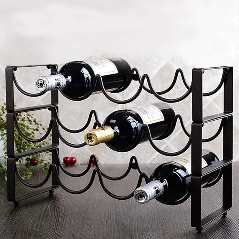 Durable Iron Wine Bottle Holders Creative Practical Home Living Room Decorative Cabinet Wine Display Storage Racks Bar Wine Rack