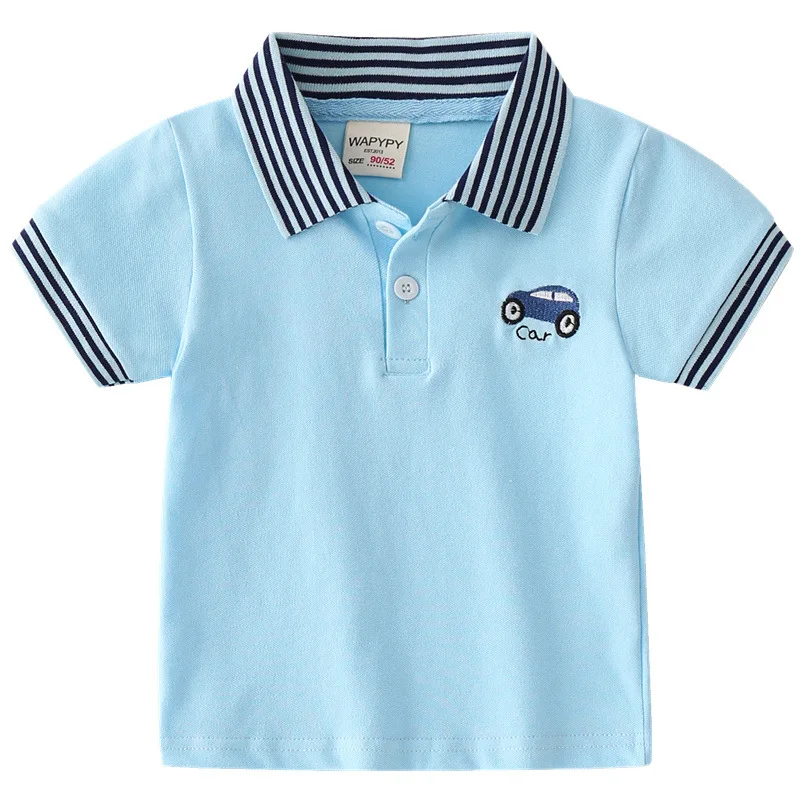 Fashion Boys Polo Tshirt Cute Car Pattern Toddler Tops Tees Children Summer Cotton Quality Shirt Kids Clothes