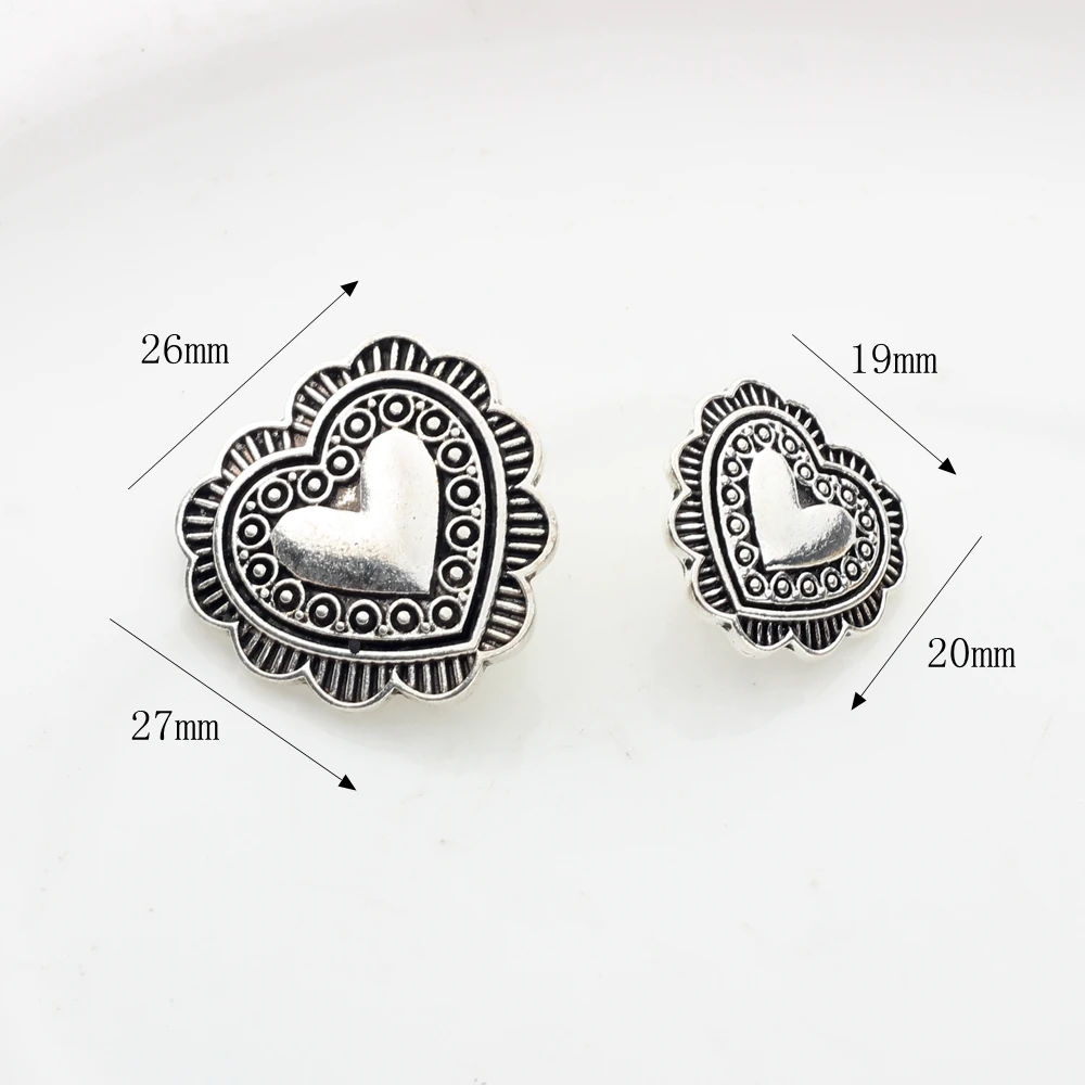 3pcs/lot 27MM Retro Zinc Alloy Sweet Heart   Decorative Buttons Charms Pendants for DIY Accessories