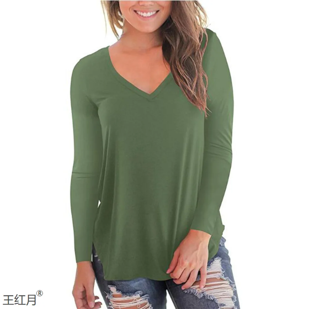 Plus Size S-5xl Summer Women Long Sleeve Women Top V-neck Long-sleeved Women T-shirt Female Oversized T-shirt Women Sexy Tops