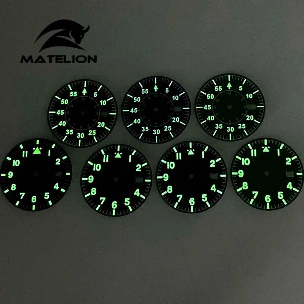 33.6mm Watch Dial+Hands Fit For NH35A NH36A Automatic Movement Green Lume Black Blue Green Coffee Color dial