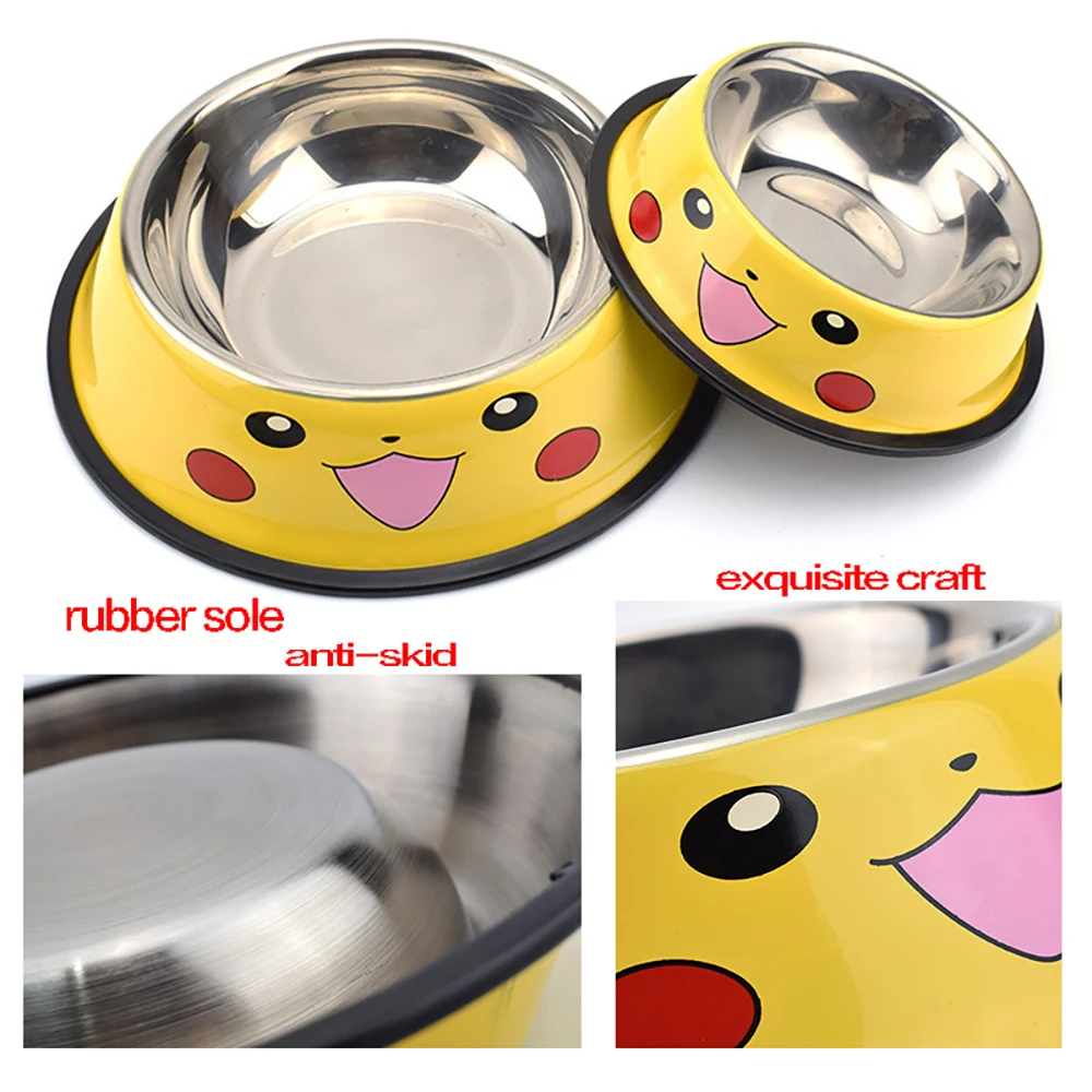 Pet Dog Cat Food Bowl Cartoon Stainless Steel Pet Pot Bowl Pet Feeder Tableware Gamelle Chien Water Bottle Food Bowl For Pets