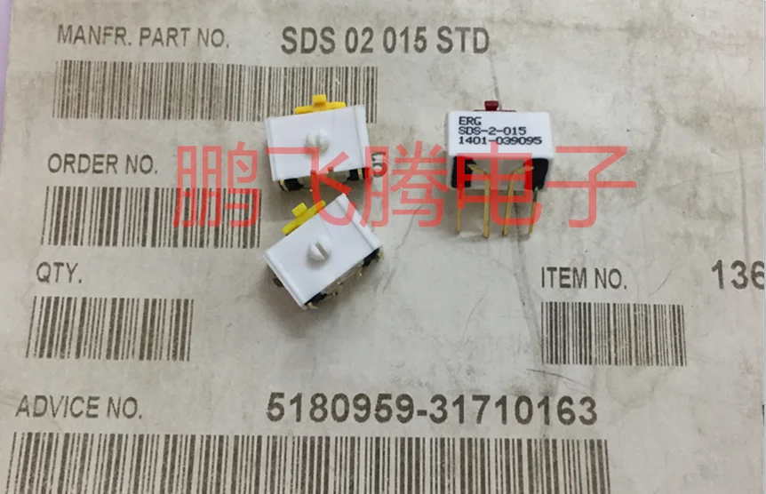 1PCS Imported ITW ERG SDS-2-015 DIP switch 2-bit curved foot 4-foot horizontal side dial sliding toggle