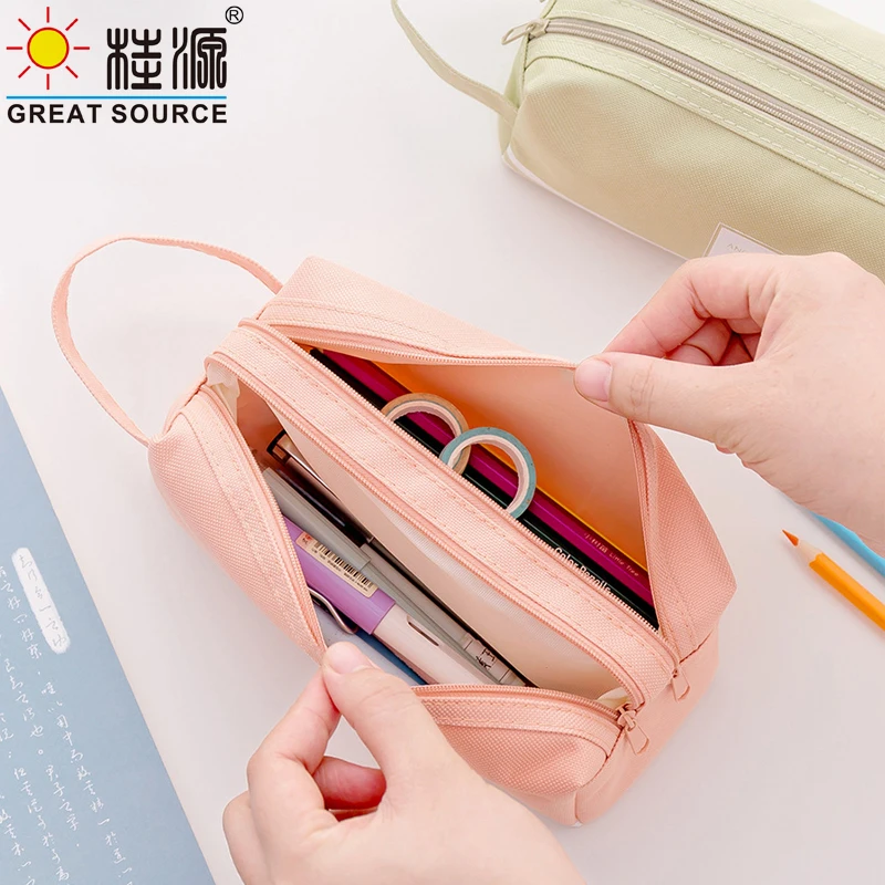 MQQ Cavnas Pencil Bag Fresh Color Pen Bag Big Space Simple Design Pen Bag With Ziplock Pencil Bag(30PCS)