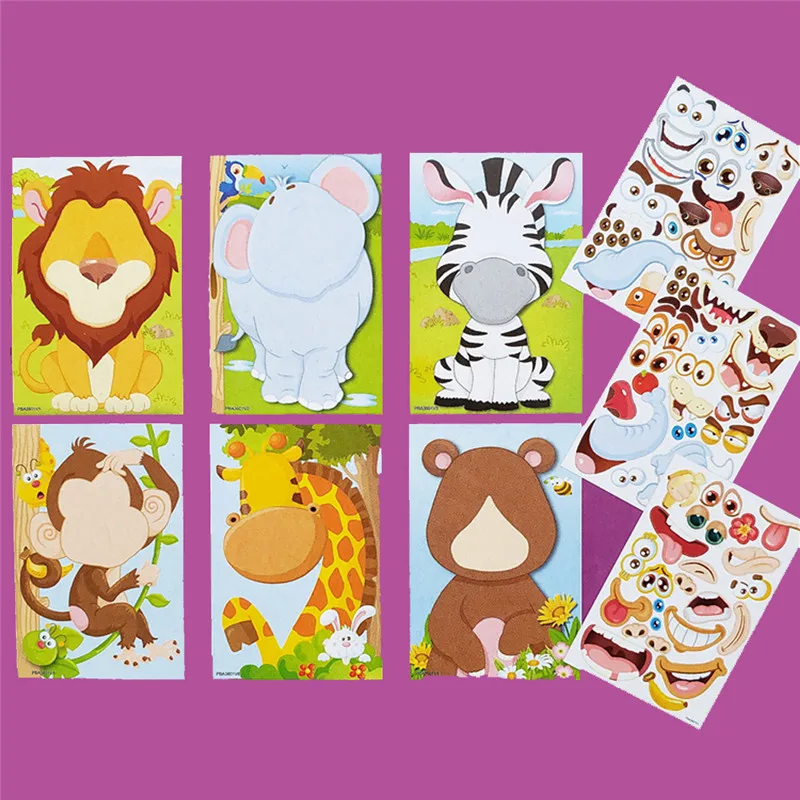 Children Kids New DIY Stickers Toys Cute Cartoon Princess Animals Dinosaur Unicorn Puzzle Sticker Games for Early Education Gift