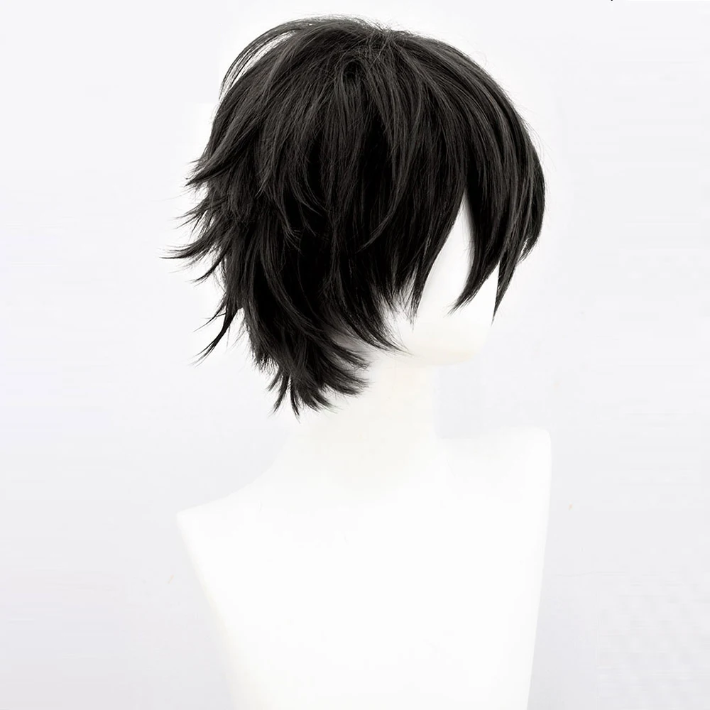 HSIU-peluca Dazai Osamu Anime Bungo Stray Dogs, pelo corto negro, fibra sintética, gorra de Peluca de marca gratis