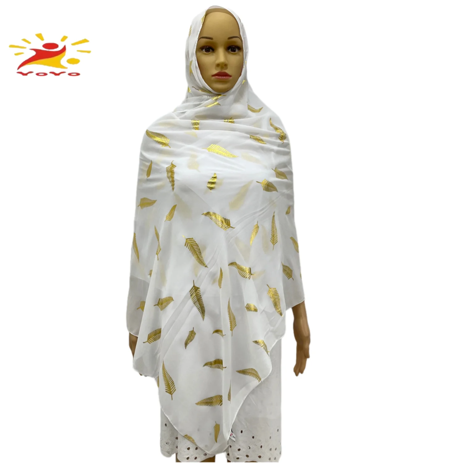 Chiffon Bronzing Fabric Hijab Scarf Women Muslim Fashion Headscarf Wrap Islamic Long Shawl Pashmina Scarves Soie De Medine