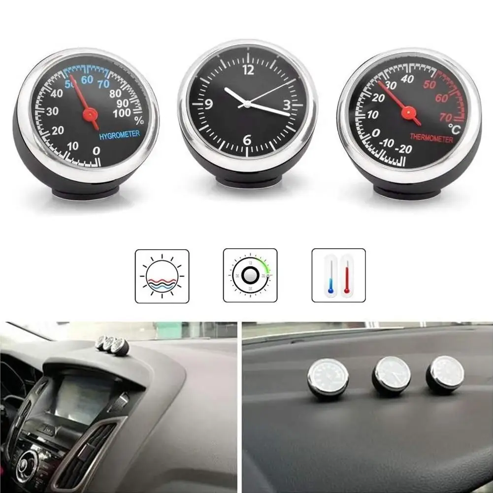 Car Thermometer Hygrometer Durable Quartz Clock Decoration for Auto Boat car accessories clock motorcycle accessories