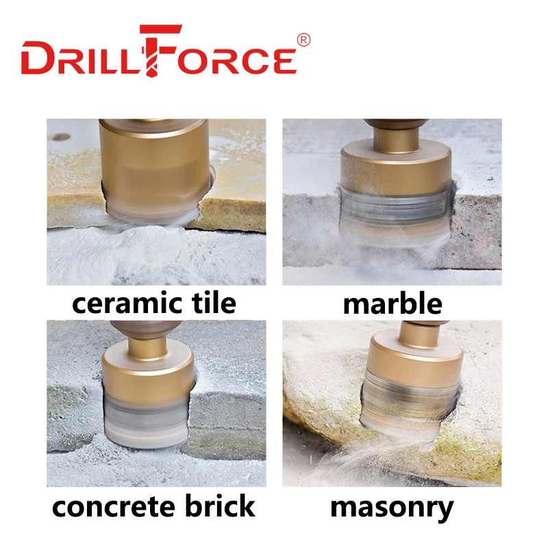 Drillforce Diamond Drill Bit 6-35mm Brazed Core Hole Saw, Performance Hollow Hole Cutter For Glass/Tile/Granite/Marble/Porcelain