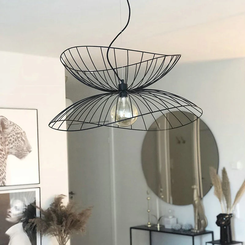 

Postmodern Ray Metal Pendant Light Gold Black Silver suspension lustre E27 cage pendant light for HomeKitchen indoor house light