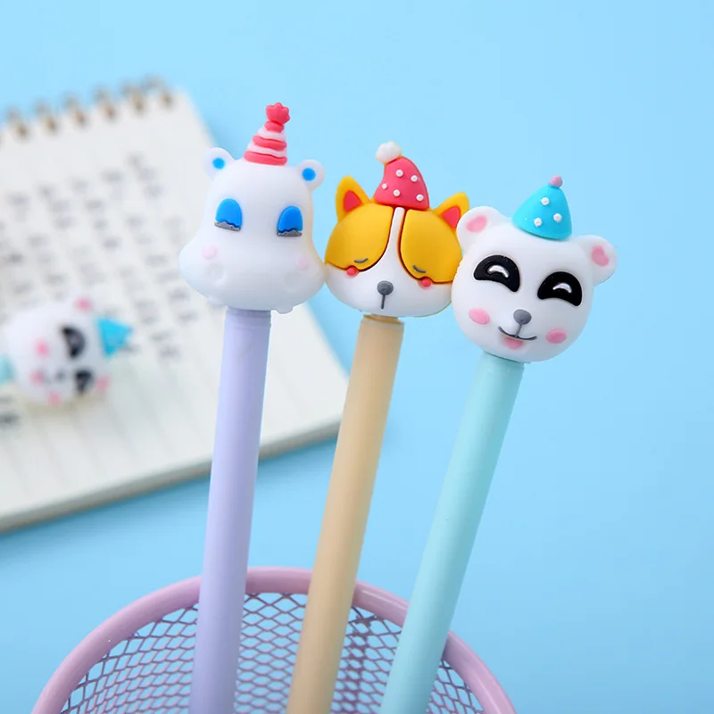 

36pcs/set Korean Cartoon Silicone Neutral Pen Cute Soft Cute Animal Gel Pen Primary School Students Neutral Gel Pen Wholesale