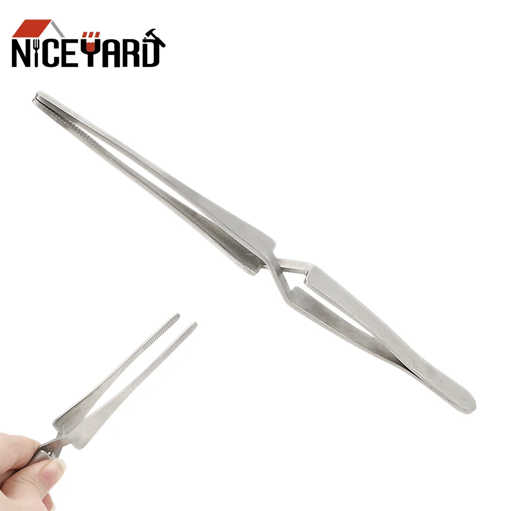 NICEYARD Non-slip Tweezers Stainless Steel Cross Lock Reverse Action Tweezer Save Effort Maintenance Tools