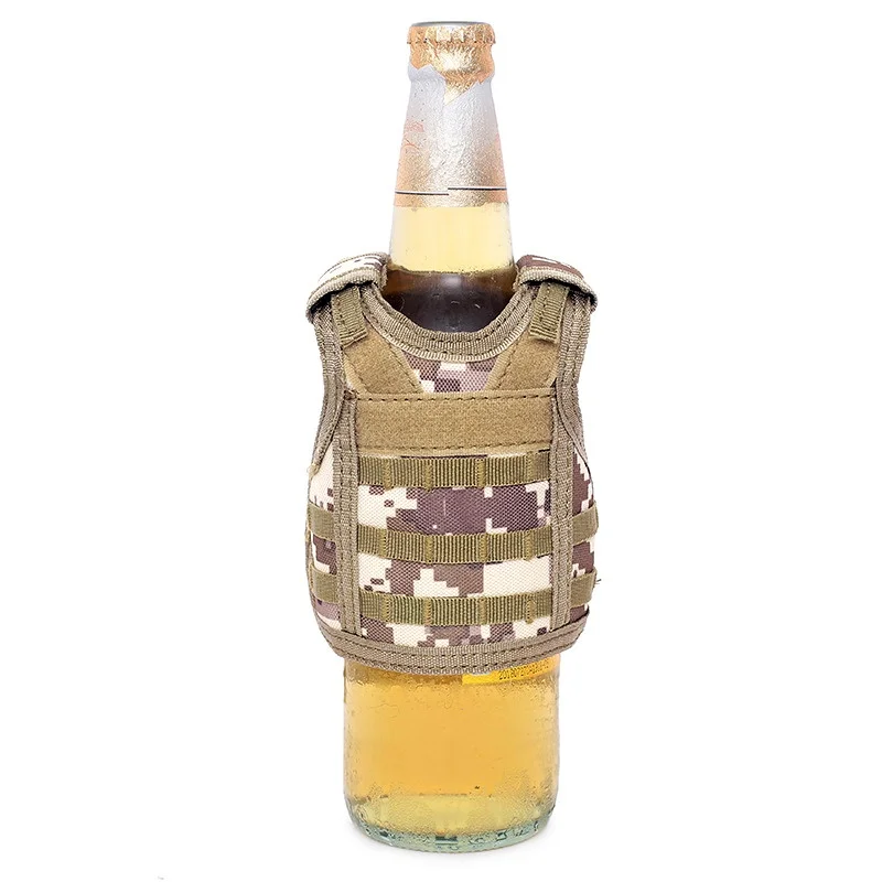 Mini Beer Vest  Tactical Beer Bottle Pouch Miniature Molle Vest Beverage Cooler Water Bag Drink Wine Bottle Cover Holder