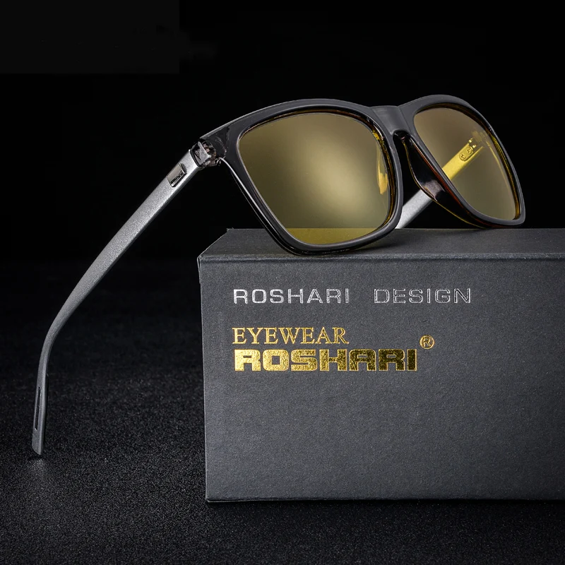 RoShari Night Vision Polarized Sunglasses High Definition Driving Anti Glare Glasses Unisex A38