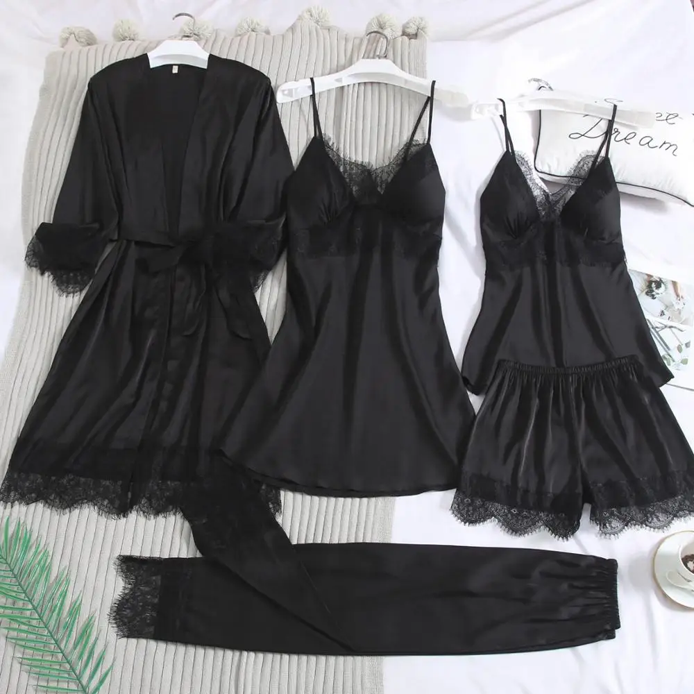 

Женская атласная пижама из вискозы, с V-образным вырезом