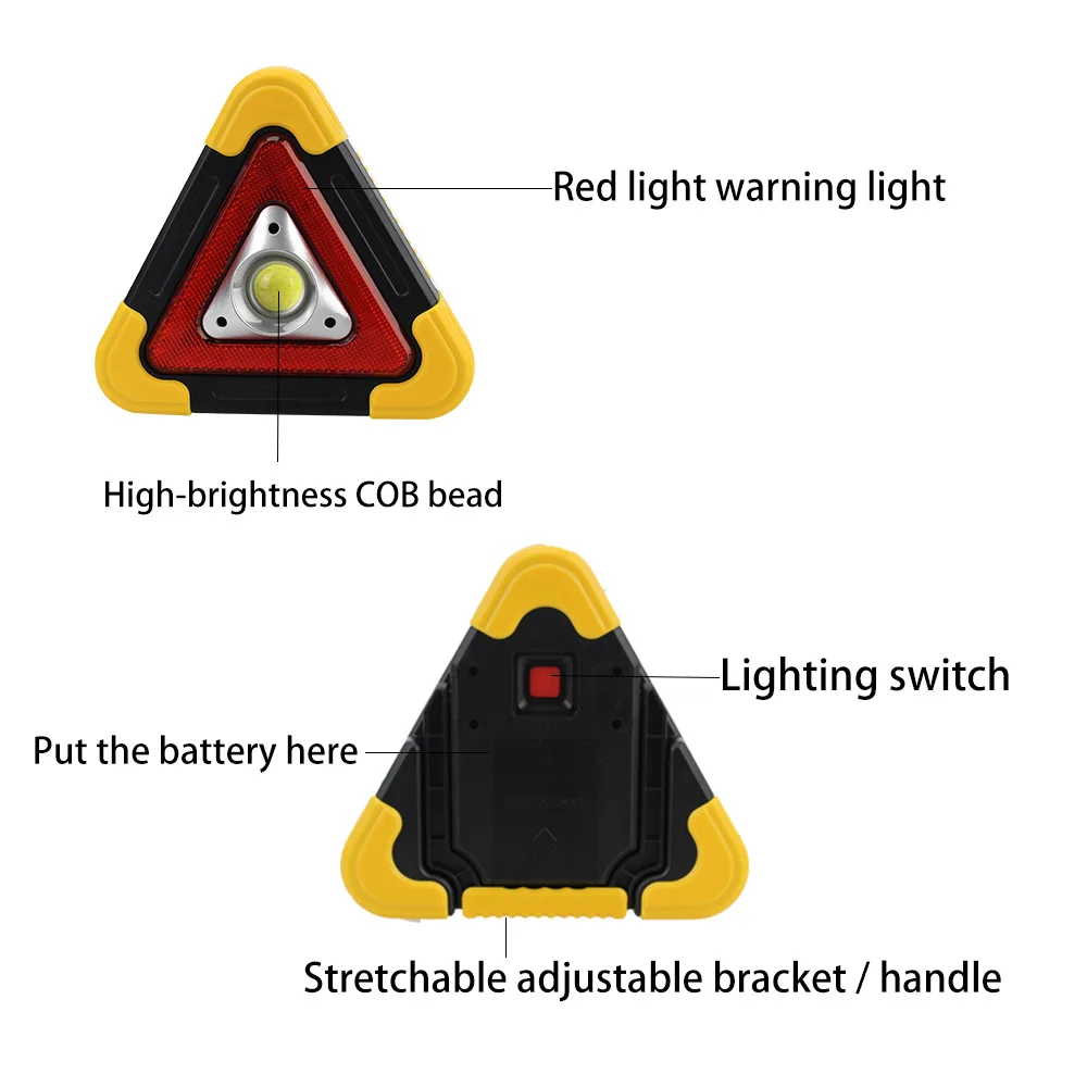 Car LED Work light Alarm lamp Emergency Breakdown Outdoor Camping Road Safety Triangle Warning Sign