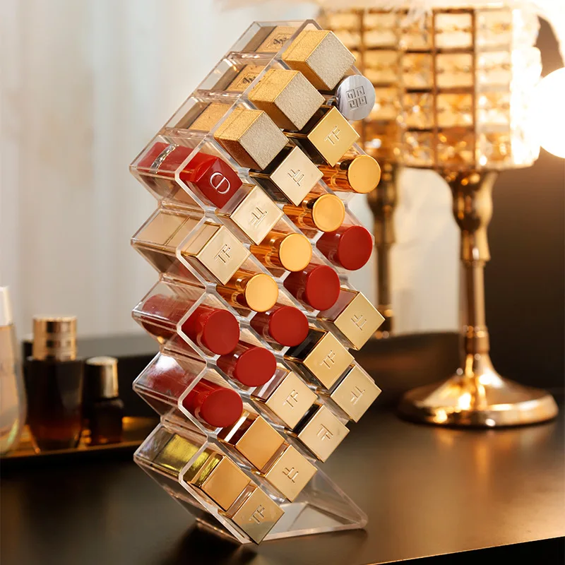 2020 new acrylic holder Lipstick box storage grid shelf finishing multi-cell transparent acrylic display cosmetics storage box