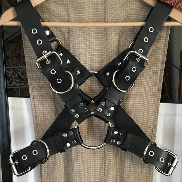 Men\'s Leather Chest Harness Bondage Belt Gay Punk Male Belt Straps Half Body Chest Shoulder Belts Fetish Bdsm Suspenders