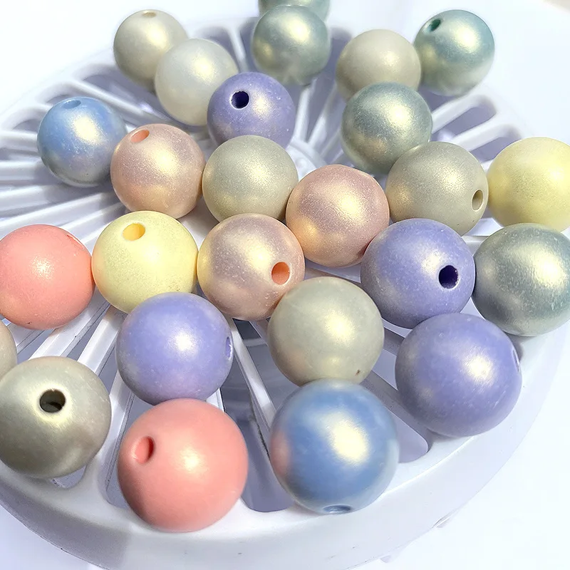 Colorful Acrylic Round Beads 6mm Plastic Lucite Ice Cream Pearl Colors Loose Jewelry Necklace Bracelet Beading Material