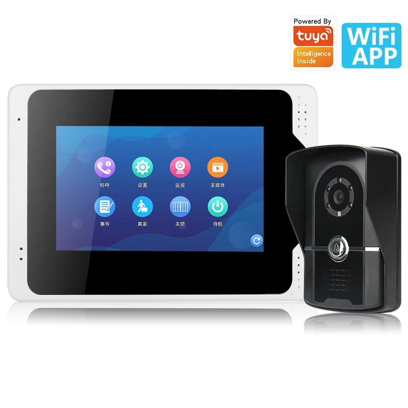 Interior Visual Intercom Campainha, Wired WiFi Home Monitoring, Respondendo Dispositivo, Desbloqueio Inteligente, 7 ", 1080P