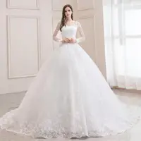 Best Selling 2024 Long Sleeve V Neck Lace Wedding Dress 2026 Vintage Bride Bridal Ball Gown Modest Wedding Dresses  Customized - Image 2