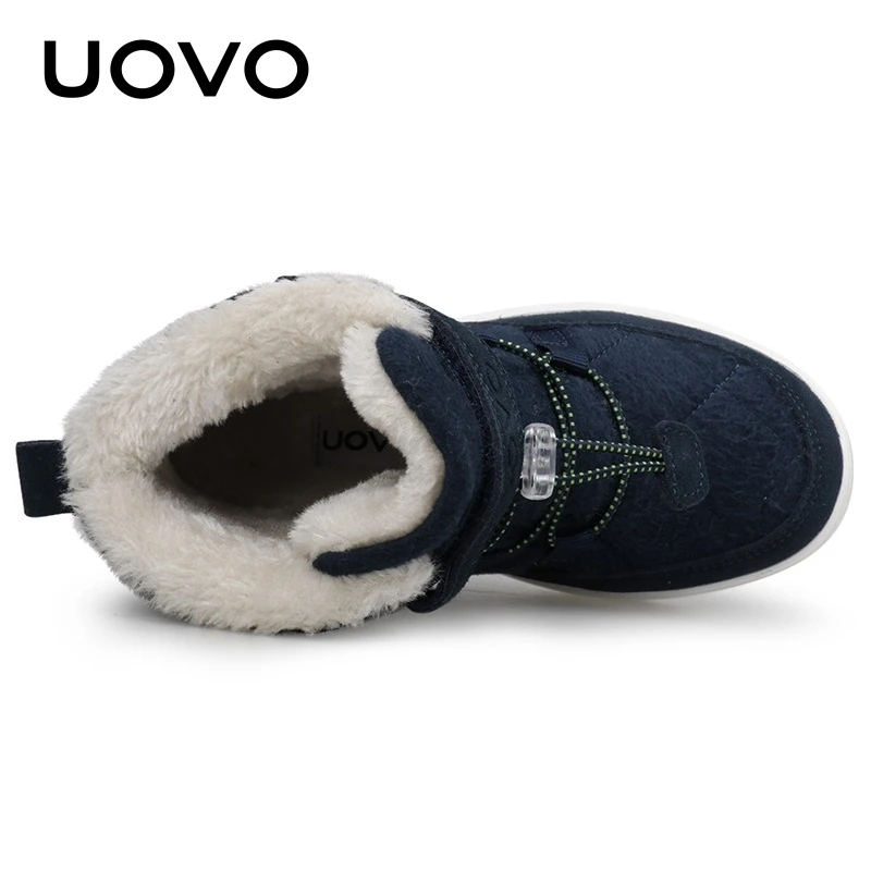 UOVO New Arrival Winter Kids Snow Fashion Children Warm Boots Boys And Girls Shoes With Plush Lining Size 31-37