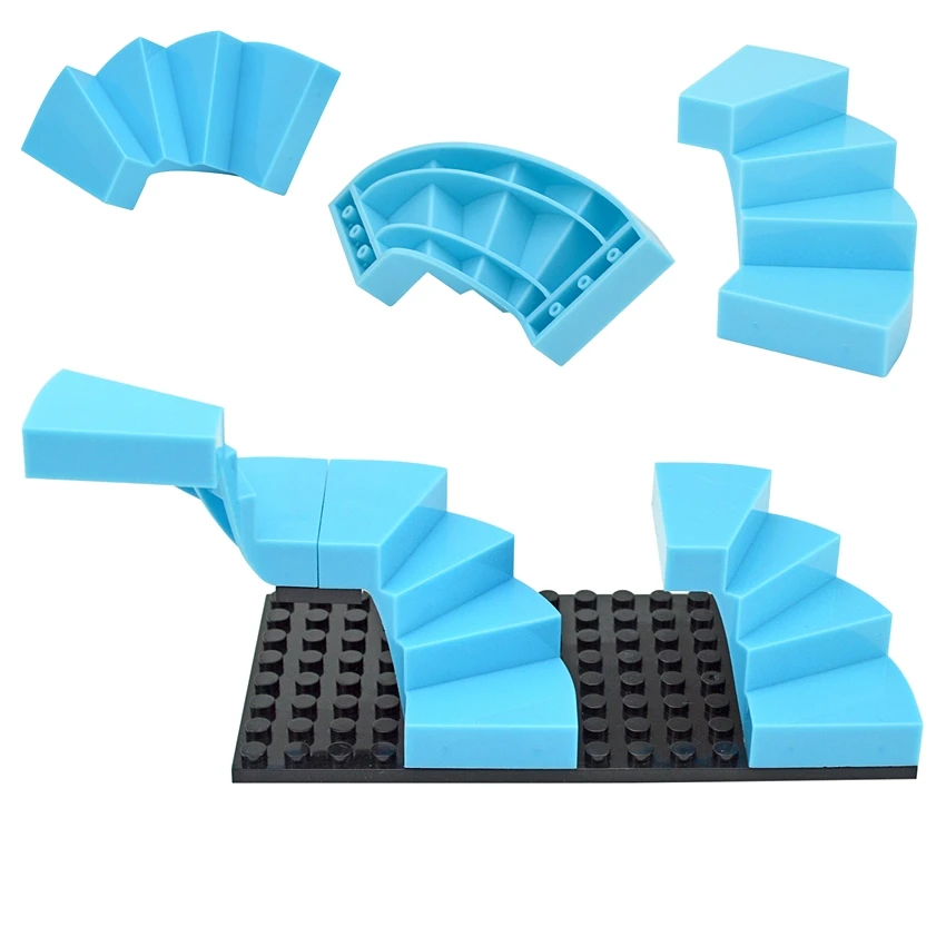 5 Stück MOC Treppenstufen 6x6x4 Bausteine für Spiral-Treppen, Lernspielzeug, kompatibel mit 28466 Bausteinen – Detail 3