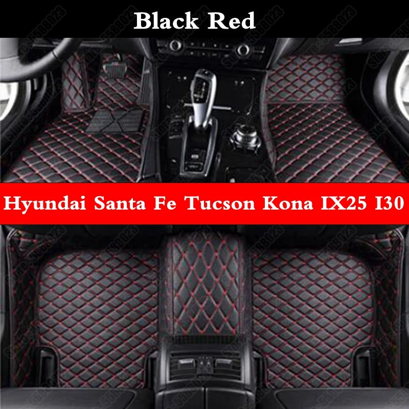 

Leather Luxury Car Floor Mats for Hyundai Santa Fe Tucson Kona IX25 I30 IX35 I40 Sedan Black Best Cars Foot Pads Mat Rugs Carpet