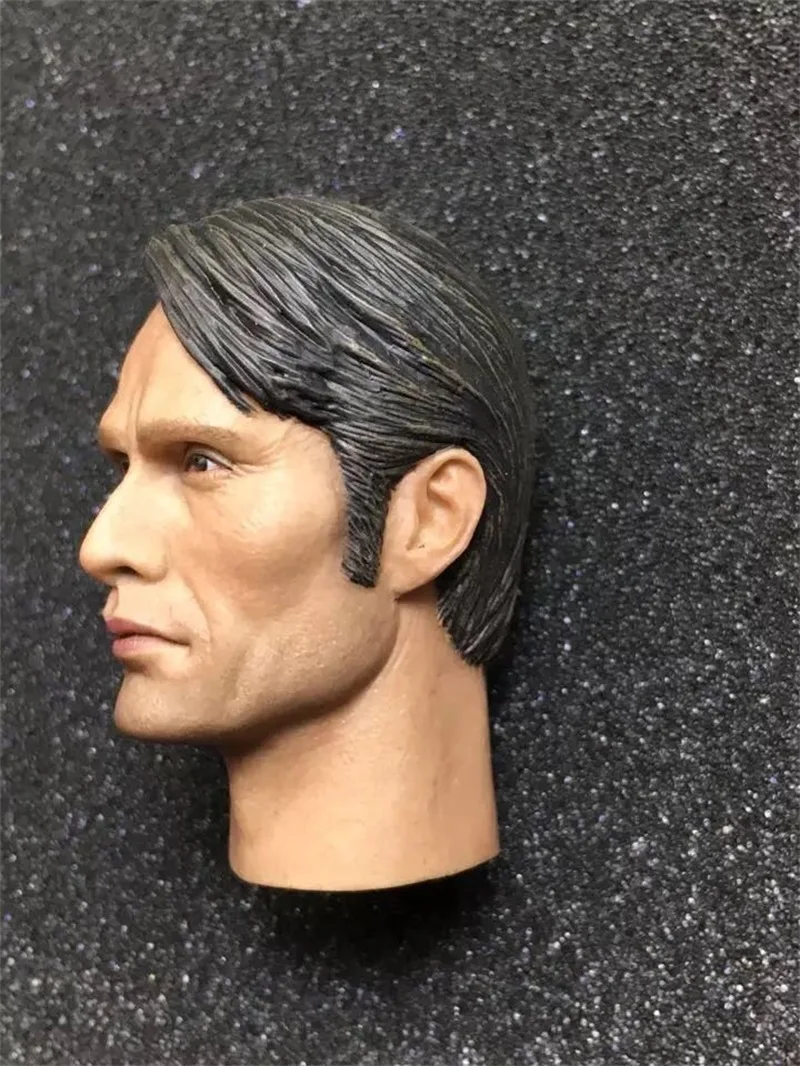 Auf Lager Für Verkauf 1/6th Mads Mickelson Hannibal Männlichen Kopf Skulptur Für Übliche 12 zoll Puppe Action Figure