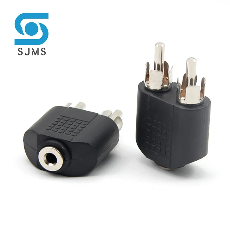 1PC 3.5mm Audio Stereo Jack Female To 2 RCA Male Audio Plug Connector Adapter Converter for Speaker Audio Accessories parts