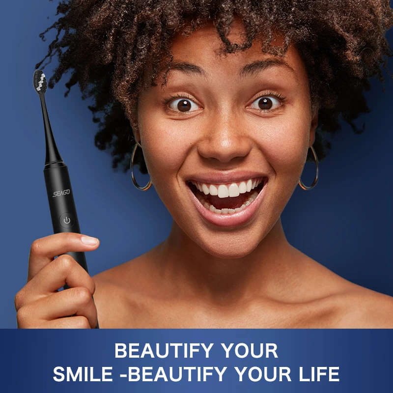 SEAGO Sonic Electric Toothbrush S2 USB Rechargeable Upgraded Ultrasonic Travel Tooth Brush Head  Whitening Best Healthy Gift