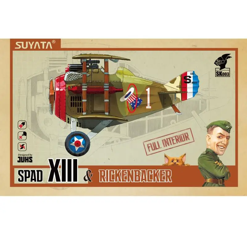 Suyata SK-003 Q version SPAD XIII&RICKENBACKER FULL INTERIOR Plastic Model Kit