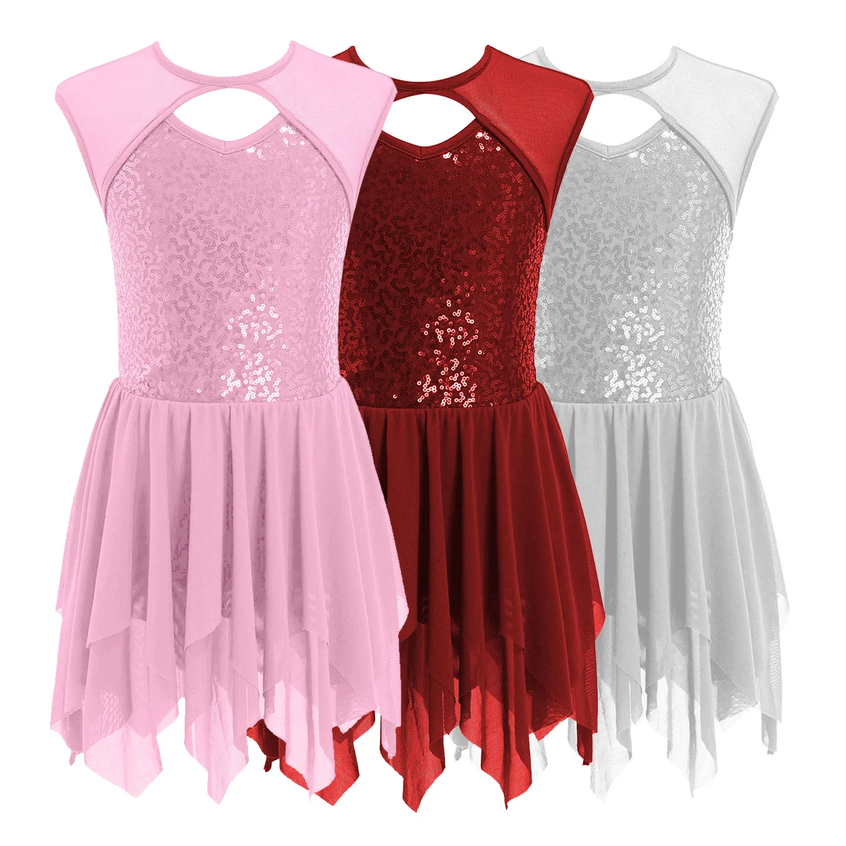 

NEW Girls Ballet Tutu Dress Ballerina Fairy Prom Party Costume Kids Sequined Irregular Hem Dancewear for Stage Performance Dress