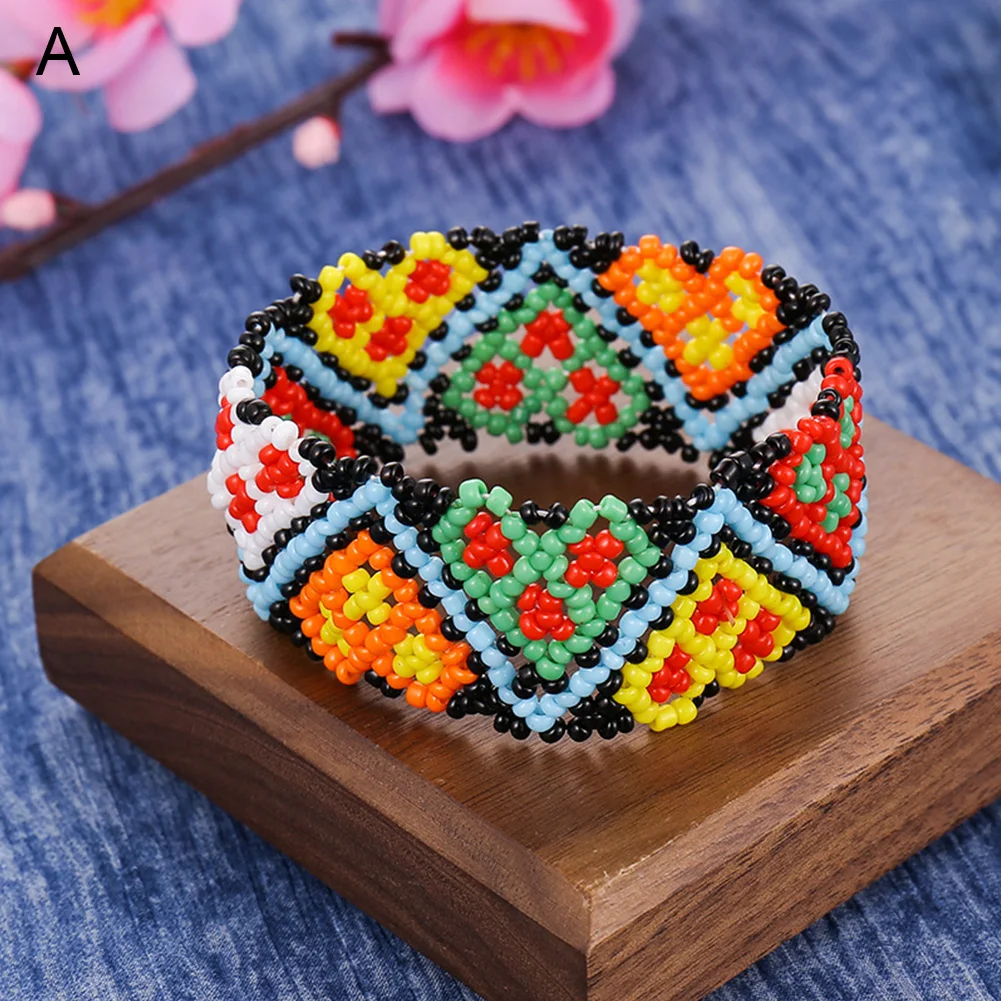 Women Bohemia Style Multicolor Beaded Elastic Strand Bracelets Handmade Jewelry For Fashion Trendy Braided Friendship Bracelet